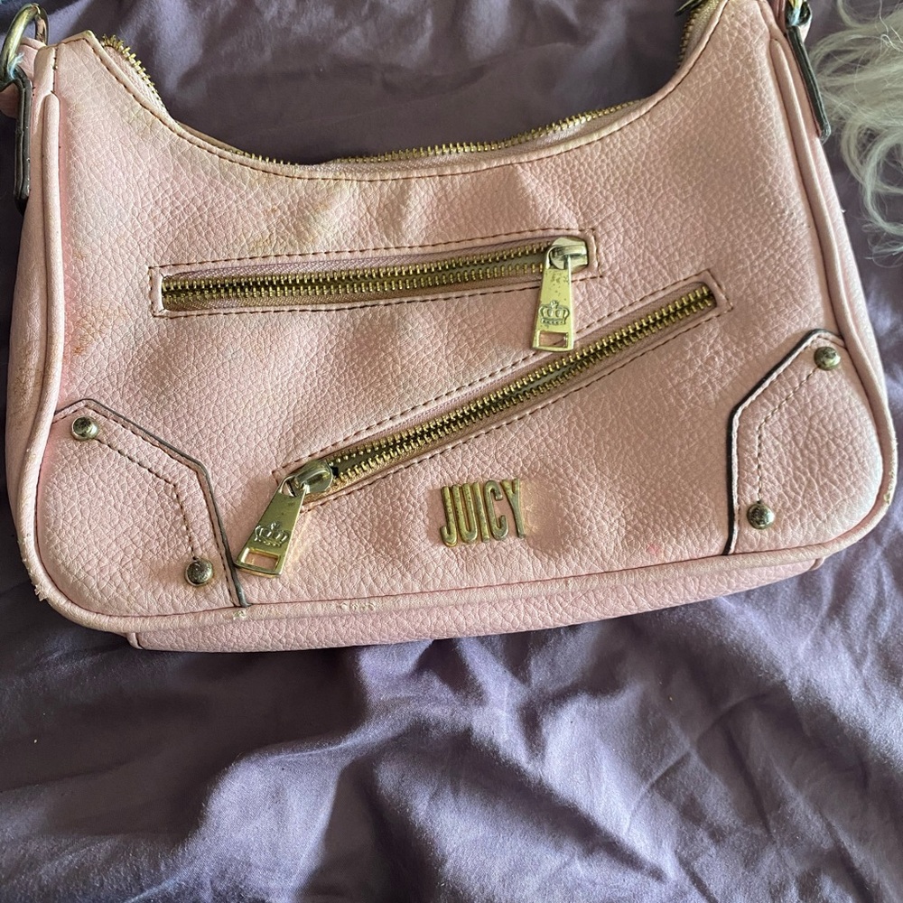 Juicy Couture Light Pink Shoulder Bag with Gold Accents